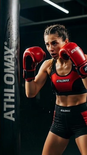 Female Boxer Training Hard | Athlomax Boxing Gear Performance