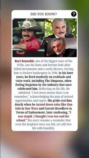 Burt Reynolds: The Rise, Fall, and Humility of a Hollywood Icon