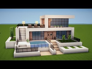 MODERNES HAUS mit POOL in MINECRAFT bauen TUTORIAL [HAUS 283]
