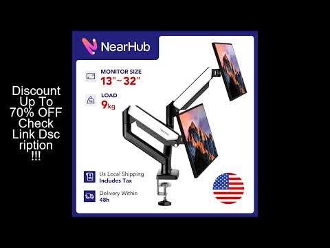 Nearhub 13-32 Inch Dual Arm Monitor Stand Desk Computer With C-Clamp & Grommet Mount,Effortless Inst