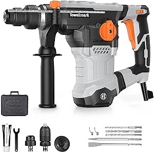 [Upgraded] Towallmark 12.5 Amp Rotary Hammer Drill, 1-1/4 Inch SDS-Plus 4 in 1 Multi-functional Heavy Duty hammer drill, Safety Clutch, Drill Chuck, for Concrete, Tile, Wall, Stones, Cement and Metal - Amazon.com