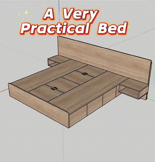 A Very Practical Bed#cnc #archiwood #SketchUp