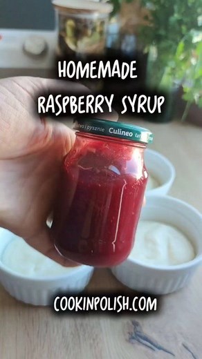 Homemade Raspberry Syrup – pure summer in a jar! In Poland, it’s a must-have for winter: a spoonful in hot tea, drizzled over semolina pudding, or poured on pancakes. My Grandma Emilka always kept a few bottles in her pantry – and so do I. 👉 Here’s the recipe: https://cookinpolish.com/homemade-raspberry-syrup/ #PolishFood #RaspberrySyrup #SemolinaPudding #TasteOfPoland | Cook In Polish - Polish Food Recipes