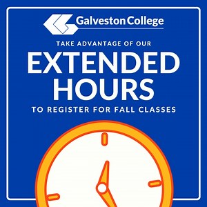 Need to register for fall classes? We can help you! GC is offering Extended Hours and is OPEN TODAY, SATURDAY, from 9 a.m.-2 p.m. Fall classes begin August 28. Visit us today and REGISTER NOW! | Galveston College | Facebook