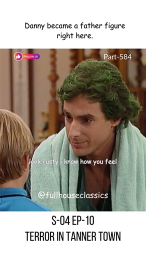 Full House Classics on Instagram: "Part 584 | S4 E10: “Terror in Tanner Town” After finally discovering Rusty is behind all the pranks—including the green shampoo—Danny is upset but doesn’t yell. Instead, he calmly sits down and tries to understand Rusty. Danny tells Rusty that he doesn’t want to punish him right away—he wants to understand him and even says he’d like to be his friend. Rusty responds honestly and painfully: He says Danny doesn’t really want to be his friend — he just wants to be