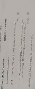 2.1.1 Name any TWO macroeconomic objectives of the public secto... | Filo