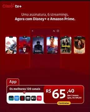 CLARO TV+ R$65.40 SIX STREAMS IN ONE SUBSCRIPTION