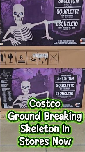 💀 62" Giant Ground Breaking Skeleton with LCD Eyes and Sound In Costco Now 💀 #costco #skeleton