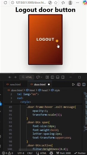 🚪 Logout Door Button Animation using HTML & CSS | Creative UI Design 💻✨