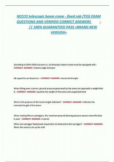 NCCCO Telescopic Boom Crane Fixed Cab TSS Exam Practice Tests Certification Guide641 new video