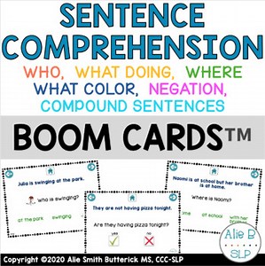 Sentence Comprehension WH Question Key Word BOOM Cards™ | Speech Therapy