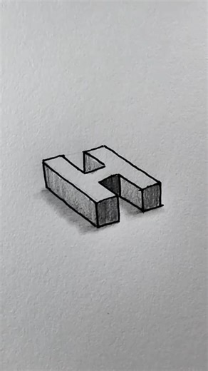Let's Draw 3D Letter H with Pencil ✏️📝 | Easy 3D Alphabet Drawing | YouTube Shorts