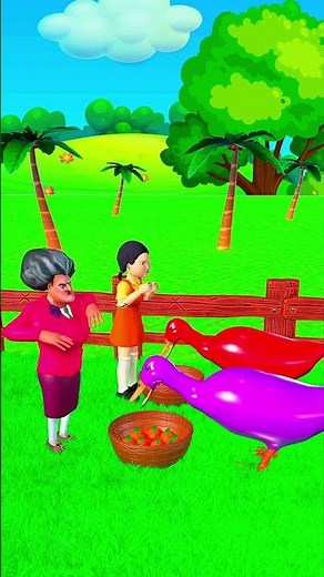 GTA 5 Squid Game Doll vs Scary Teacher Feeds Funny Duck | 3D Cartoon Animation #shorts