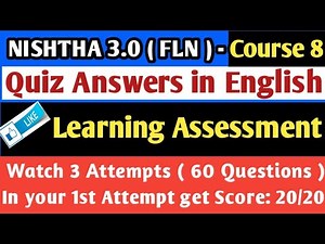 Course 8 Quiz Answers in English | Nishtha 3.0 FLN _ Learning Assessment |