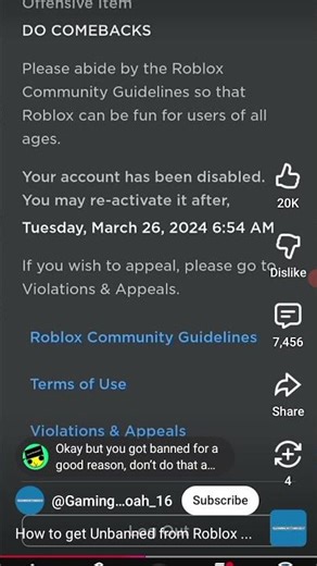 How to get unban from roblox