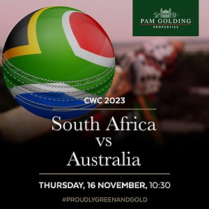 14 reactions | We proudly support South Africa as they play Australia in the CWC 2023 semi-finals. It will be a thrilling match in the last push to the finals. #proudlysouthsfrican #CWC2023 #semifinals | Pam Golding Properties | Facebook
