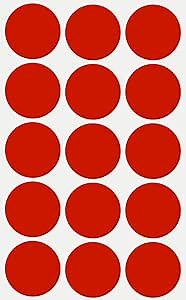 Royal Green Round Sticker Label - 30mm / 1.25-inch Permanent Adhesive Colored Sticker Sheets for Marking & Labeling - Red (50 Sheets - 750 Pack)