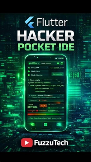 Government-style hacker IDE 😱 Real code execution | Flutter cyber tool #fuzzutech #hacker
