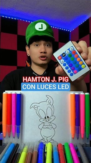PAINTING HAMTON J. PIG WITH LED LIGHTS