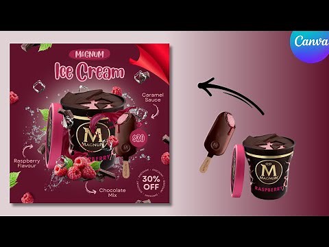 Ice-cream Advertising Poster Design | Product Manipulation in Canva - Product Commercial