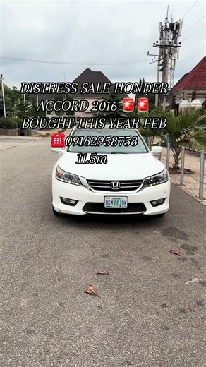 Distress Sale alert 🚨🚨‼️‼️ 2016 Honda Accord sport ✅✅ FEW MONTHS USED fullest option with untampered engine // gearbox ⚙️// keyless entry// Sunroof// Reverse camera ✨✨ first body paint with complete car papers Buy and drive before you hear sold ONLY ON QUAN AUTO HUBLTD Price tag: 11.5m Last 🔥🔥 Location: Gwarinpa Abuja Tel☎️09162958758