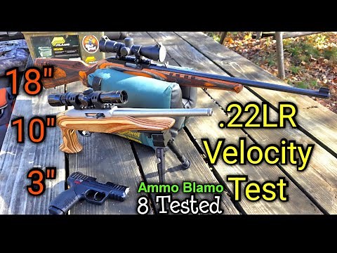 .22LR Velocity Test from 3 Different Barrel Lengths - 8 Types Ammo Tested