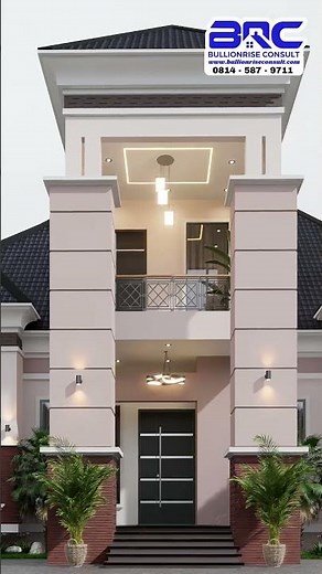Simple 5 bedroom house design 3d with pent floor
