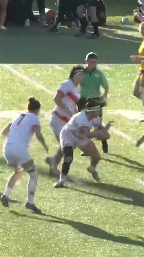 Reid strikes first. From 40 yards out, Sam Reid broke into open space and powered through a tackle to score the opening try of the U SPORTS Women’s Rugby Championship quarterfinal against Queen’s on Wednesday night. | Acadia Athletics
