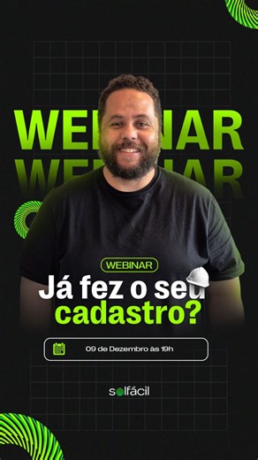 Solfácil on Instagram: "Integrador, este webinar é para você! No dia 09/12, às 19h, vamos apresentar em detalhes o Solfácil Smart, o assistente inteligente de monitoramento e gerenciamento energético criada para transformar a forma como você acompanha e apoia seus clientes no pós-venda. No webinar, você vai descobrir: ✔️ Como o Solfácil Smart foi construído e pensado ✔️ Os problemas reais que ele resolve no dia a dia ✔️ Como comprar, instalar e comissionar o dispositivo ✔️ Como usar o Smart para