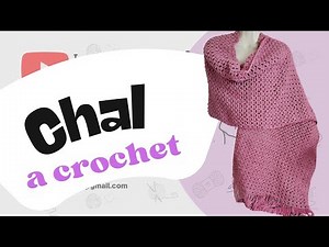 Chal rectangular tejido a crochet palo de rosa