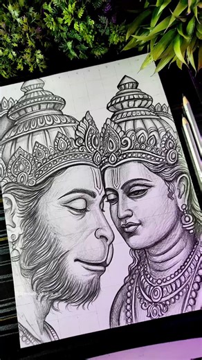 Hanuman Ji Drawing With Lord Ram Lala😍, Ram Navami Drawing #shorts #hanumanji #lordram #art #sketch