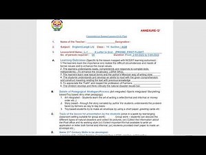 NEP-CBT BASED Lesson Plan Class 10 ( L1. A Letter To God)