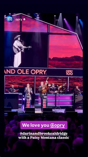 Yodeling a little Patsy Montana in the Opry circle. Grand Ole Opry #oprycountryclassics #patsymontana #cowboysweetheart #darinandbrookealdridge Billy Blue Records Leadership Artists LLC | Darin & Brooke Aldridge