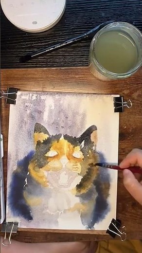 Art Process: When Watercolors Meet a Chatty Calico #catloverart #petportrait
