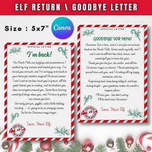 Elf Return Letter & Goodbye Letter Set | Elf on the Shelf Printable | Editable Elf New Arrival Letter Canva Template - Etsy UK