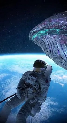 Dead Alien Drifts Past Astronaut