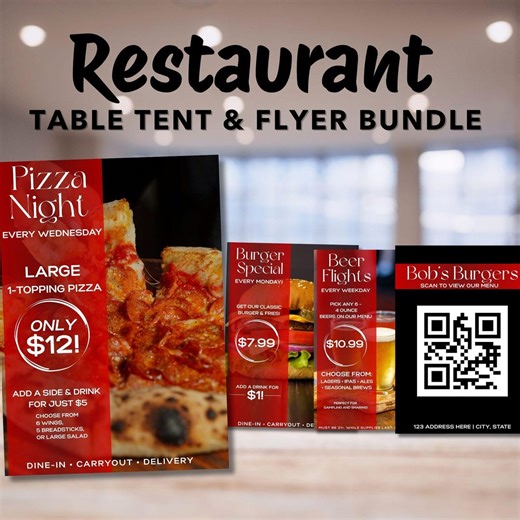 Restaurant Menu Bundle Template, Menu Table Tent, Restaurant Tent Menu, Food Menu Template, Canva Template, Business Template - Etsy Canada