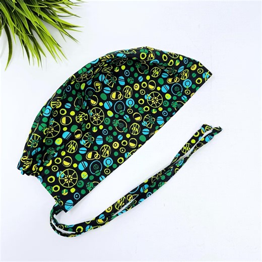 Men's Surgical Scrub Cap. Circle Pattern Skull Tie-back Style Scrub Hat by Paradise Caps. - Etsy