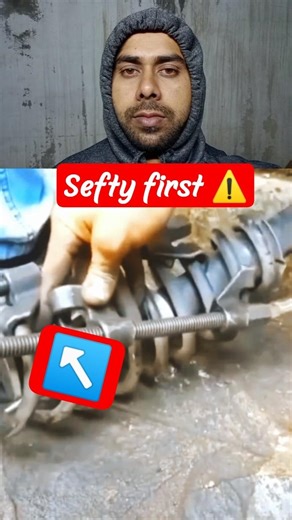 How to open shock absorber coil spring #mechanic #carrepair #mechaniclife#suspension #sefty