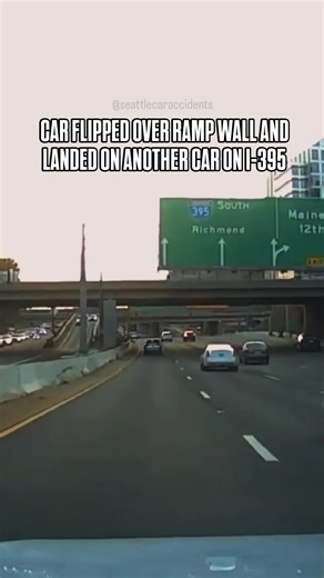 One died and two were injured after a car flipped over a ramp wall and landed on another car on I-395 in Southwest D.C. #SeattleCarAccidents #Seattle #CarAccident #CarCrash | Seattle Car Accidents