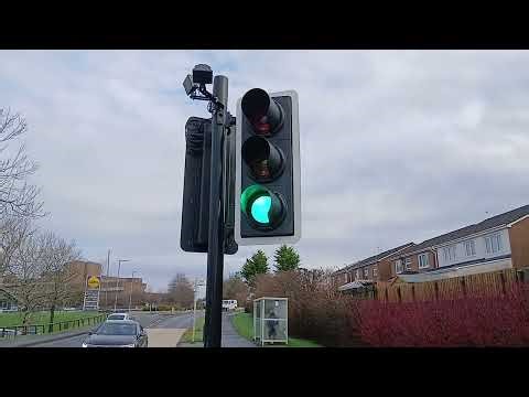 Yunex Actis traffic lights Puffin Crossing at Hairmyres Lidl and Railway Station in December 2025...