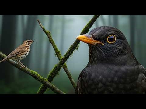 Relaxing Forest Birdsong 🌿 Common Blackbird and Song Thrush for Sleep, Study & Calm 2 Hours