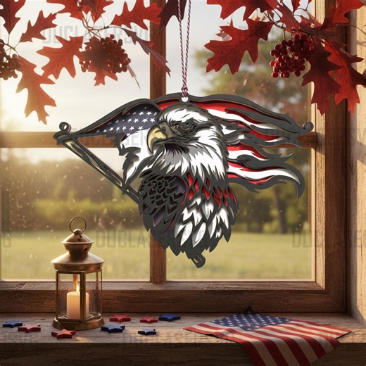 Patriotic Eagle American Flag SVG, Layered Eagle Wall Art Laser Cut File, 3D Wood Decor SVG (digital Download) - Etsy