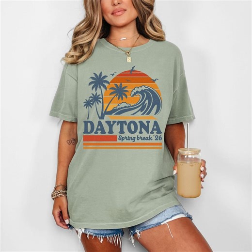 Daytona Beach Spring Break 2026 Shirt, Retro Surf Beach Tee, Vintage Florida Vacation Graphic, Tropical Daytona Souvenir Top - Etsy