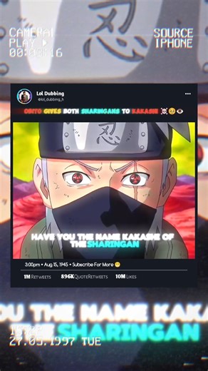 Obito Gives Susano To Kakashi 👁️🥹😭…