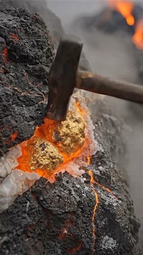 Gold Found at 500°C After a Volcano Eruption #gold #mininggold #satisfying