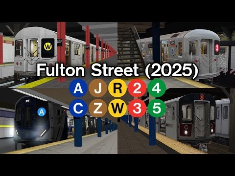 OpenBVE Virtual Railfanning: A, C, J, Z, R, W, 2, 3, 4, and 5 Trains at Fulton St (Last Vid of 2025)