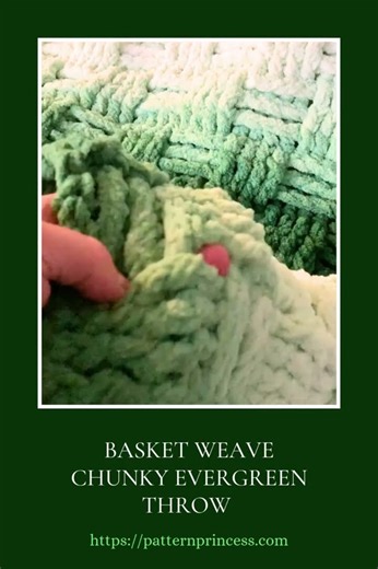Chunky Evergreen Throw using the Basket Weave Crochet Stitch in 6 sizes