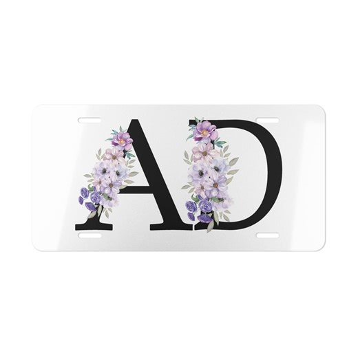 Custom Initial Lavender Front License Plate, Personalized Floral Car Tag - Etsy
