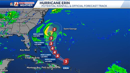 3K views | LATEST TROPICAL UPDATE: Here's a short video below with the tropical advisory and track along with current conditions in North Carolina. Use our interactive tropical layers on wxii12.com/radar to find more about Erin and current weather alerts for the Caribbean Islands, The Bahamas, and Bermuda. | WXII 12 NEWS | Facebook